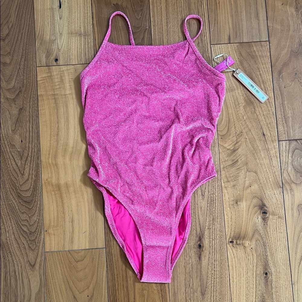 SKIMS Glitter Swim Sparkly Hot Pink One-Piece Swimsuit